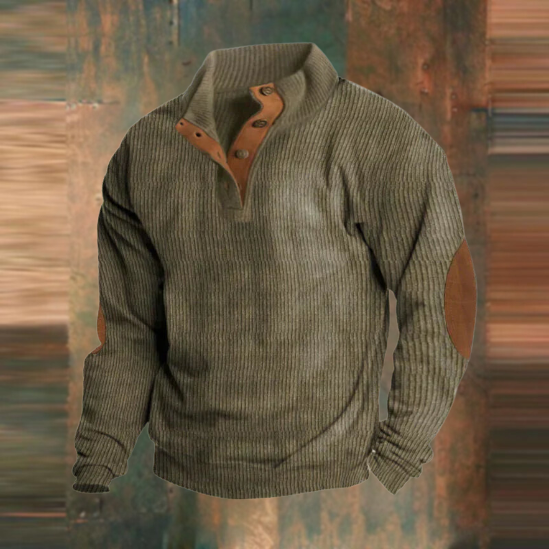 Men's Button Collar Knit Sweater - VibreMode
