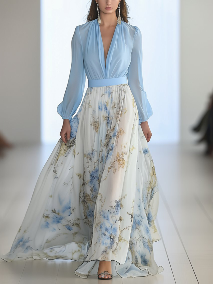 Beautiful Floral Floor Length Dress - VibreMode
