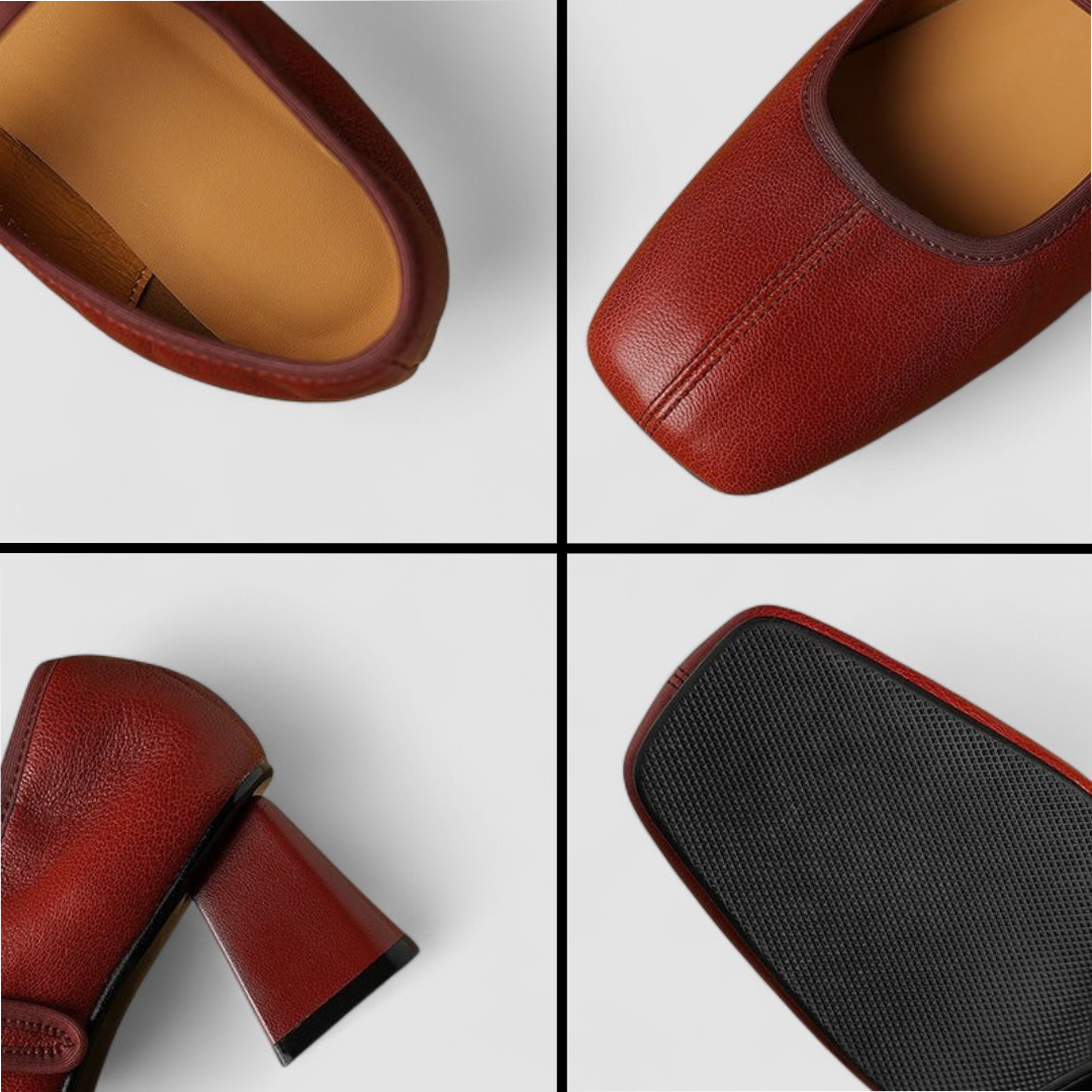 Women's Square Toe Block Heels Mary Jane Style