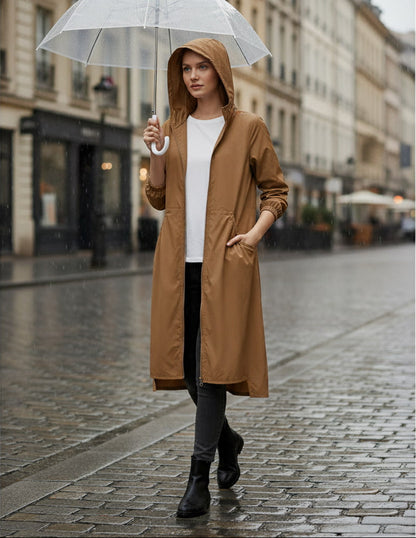 Lightweight Women's Spring Hooded Rain Coat