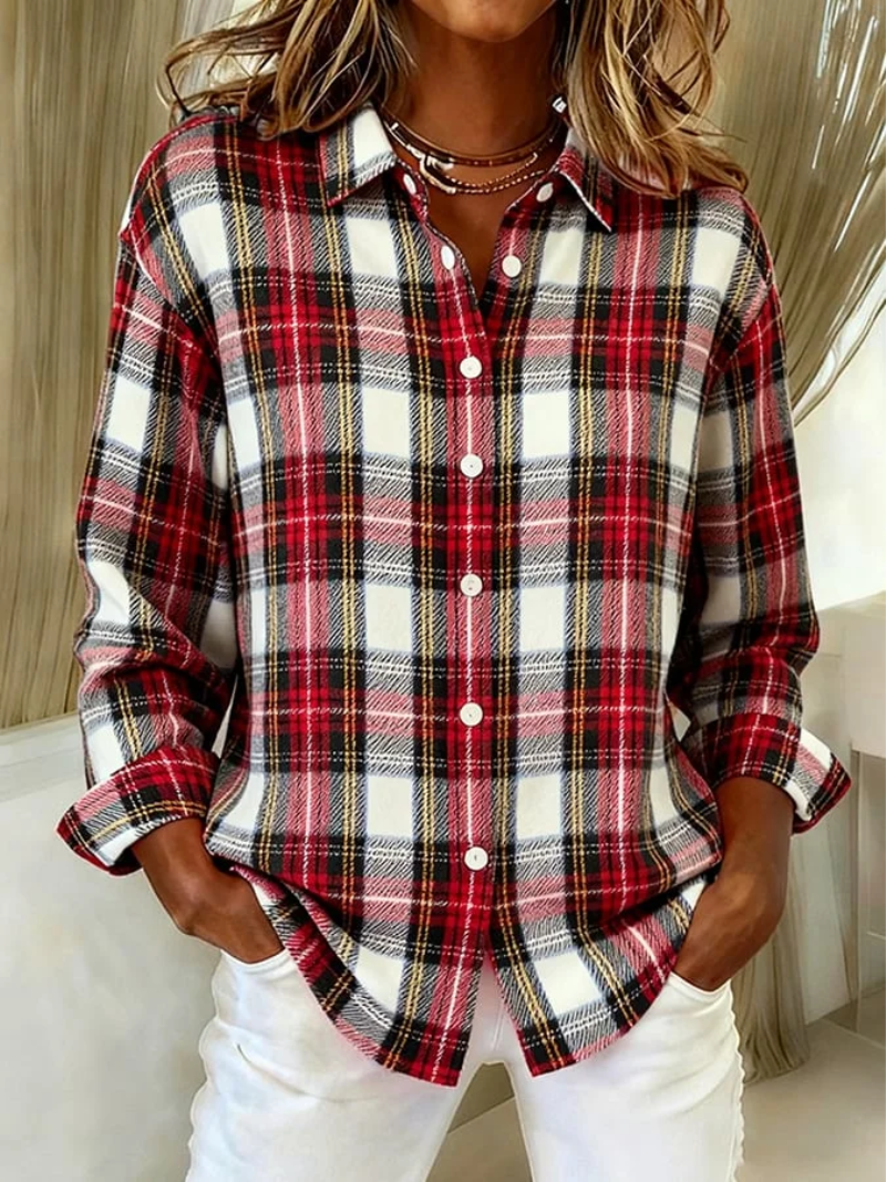 Traditional Plaid Women's Blouse - VibreMode