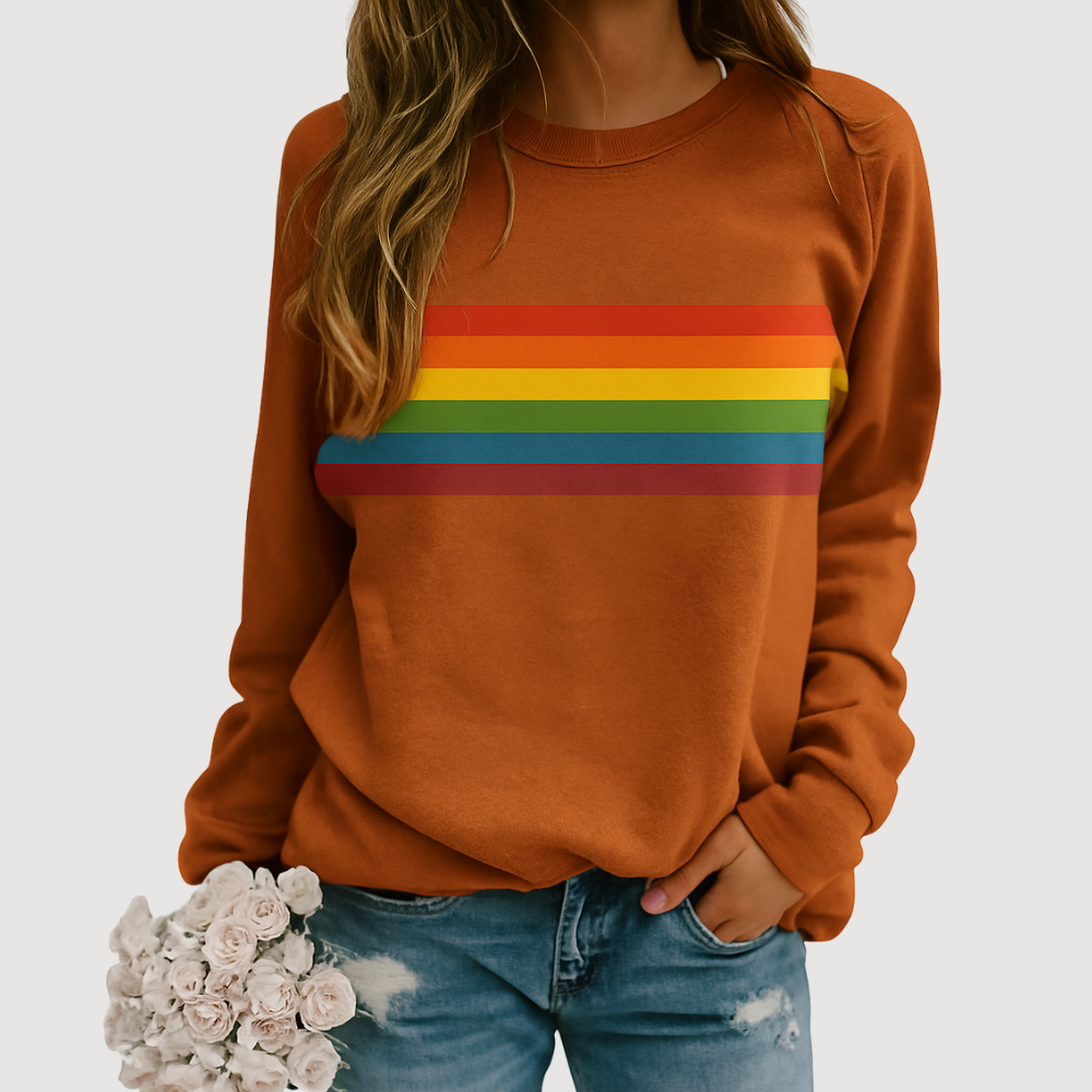 Women's Crewneck Sweatshirt Rainbow Color