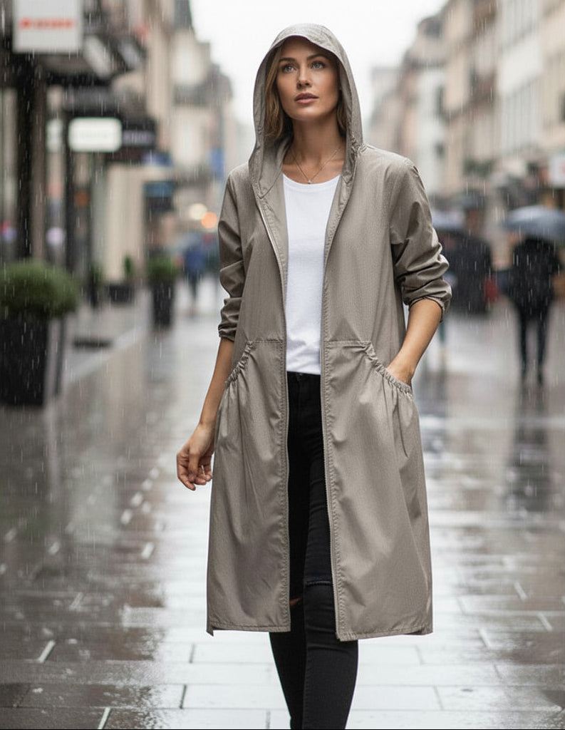 Lightweight Women's Spring Hooded Rain Coat - VibreMode