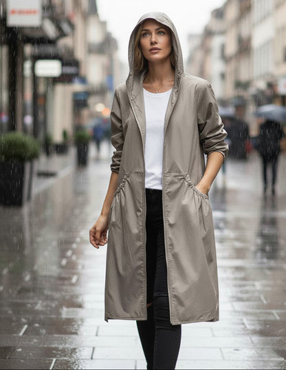 Lightweight Women's Spring Hooded Rain Coat - VibreMode