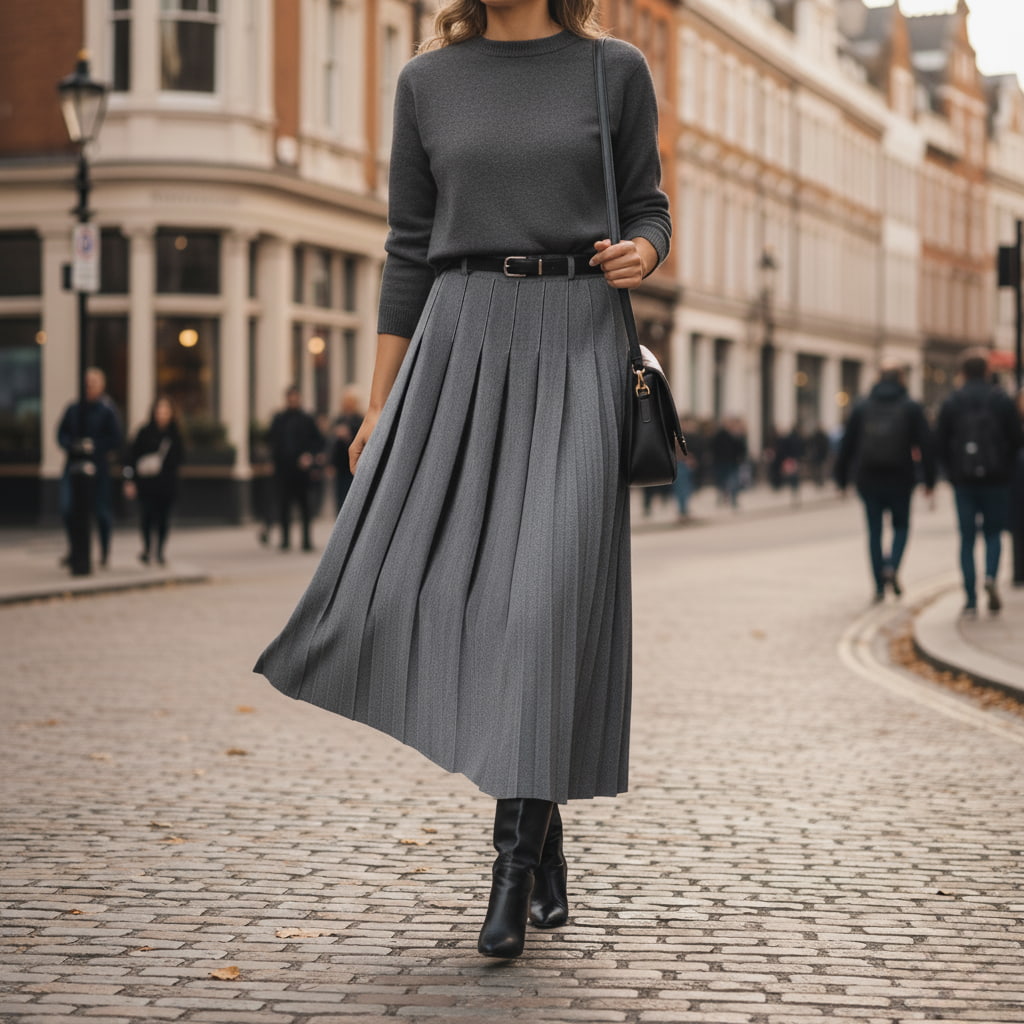Floral Knee Length Belted Skirt for Women - VibreMode