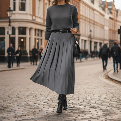 Floral Knee Length Belted Skirt for Women - VibreMode