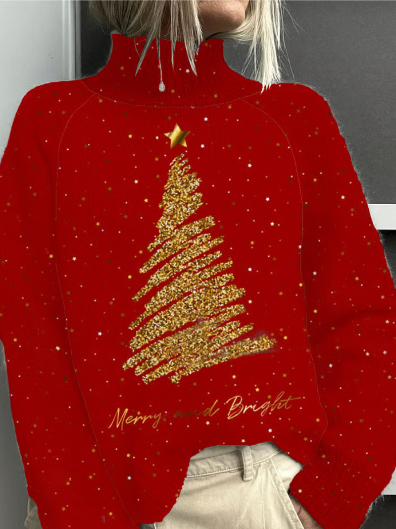 Elegant Christmas Sweater Cozy Knit Red - VibreMode