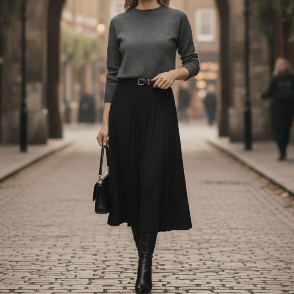 Floral Knee Length Belted Skirt for Women