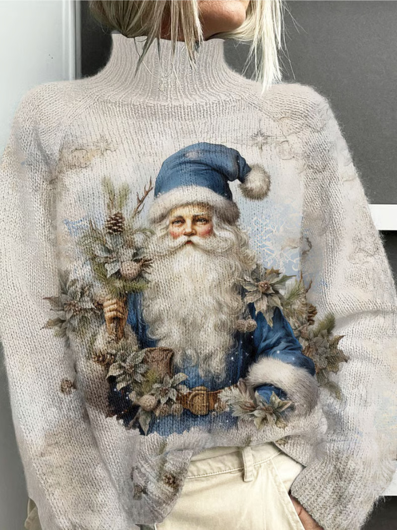 Classic Holiday Sweater with Retro Santa
