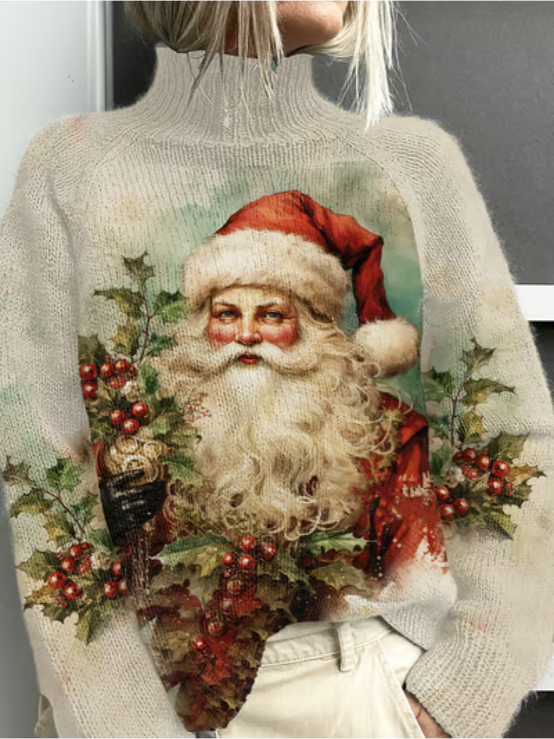 Classic Holiday Sweater with Retro Santa - VibreMode