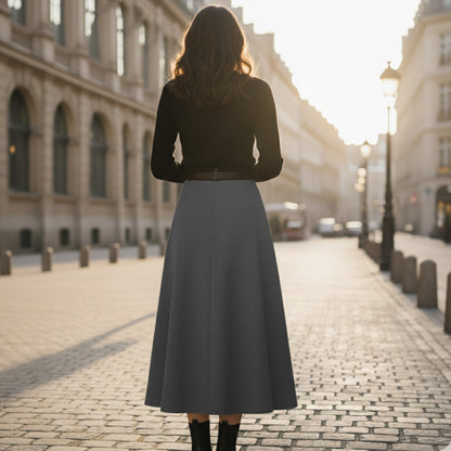 Floral Knee Length Belted Skirt for Women