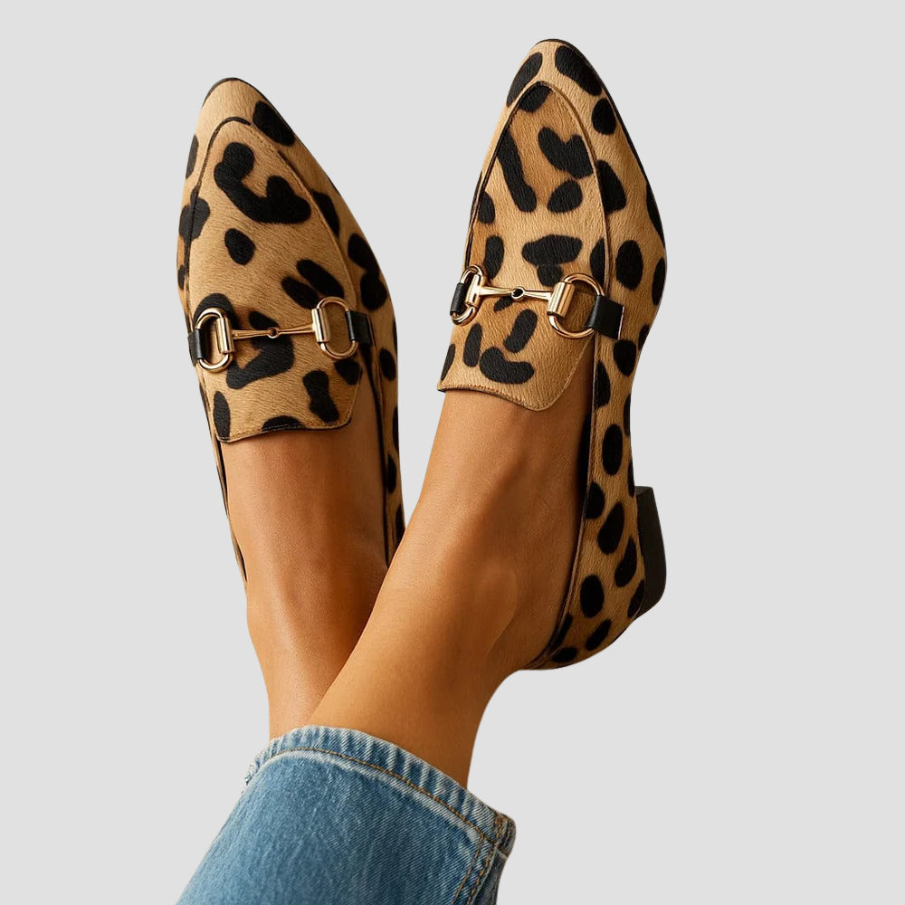 Women's Animal Print Slip On Loafer Shoes - VibreMode
