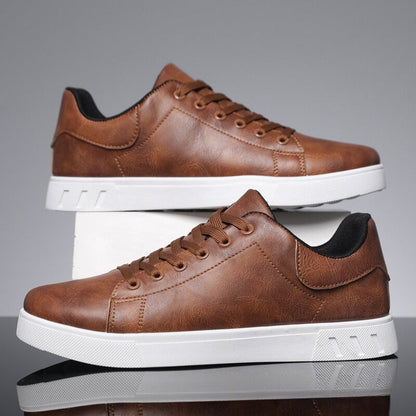 Men's Casual Lace-Up Sneakers White Sole Low-