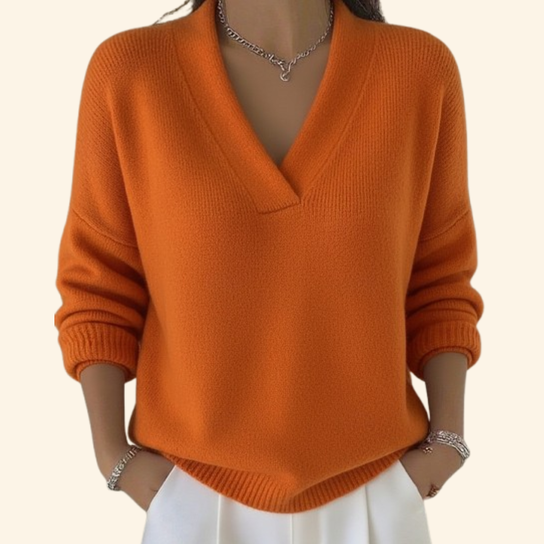 Casual V Neck Pullover Sweater