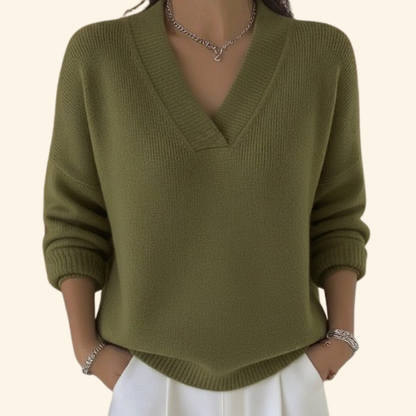 Casual V Neck Pullover Sweater