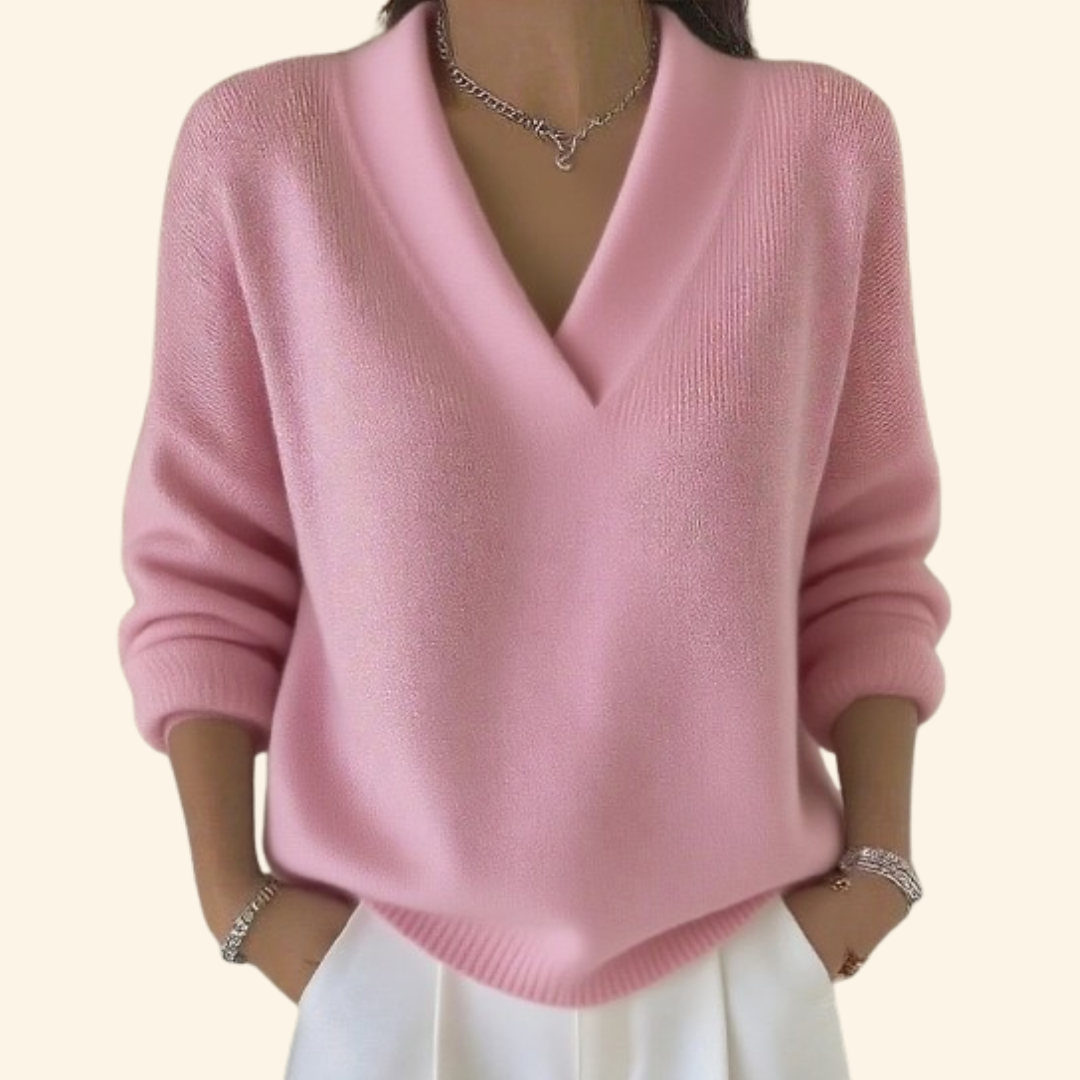 Casual V Neck Pullover Sweater