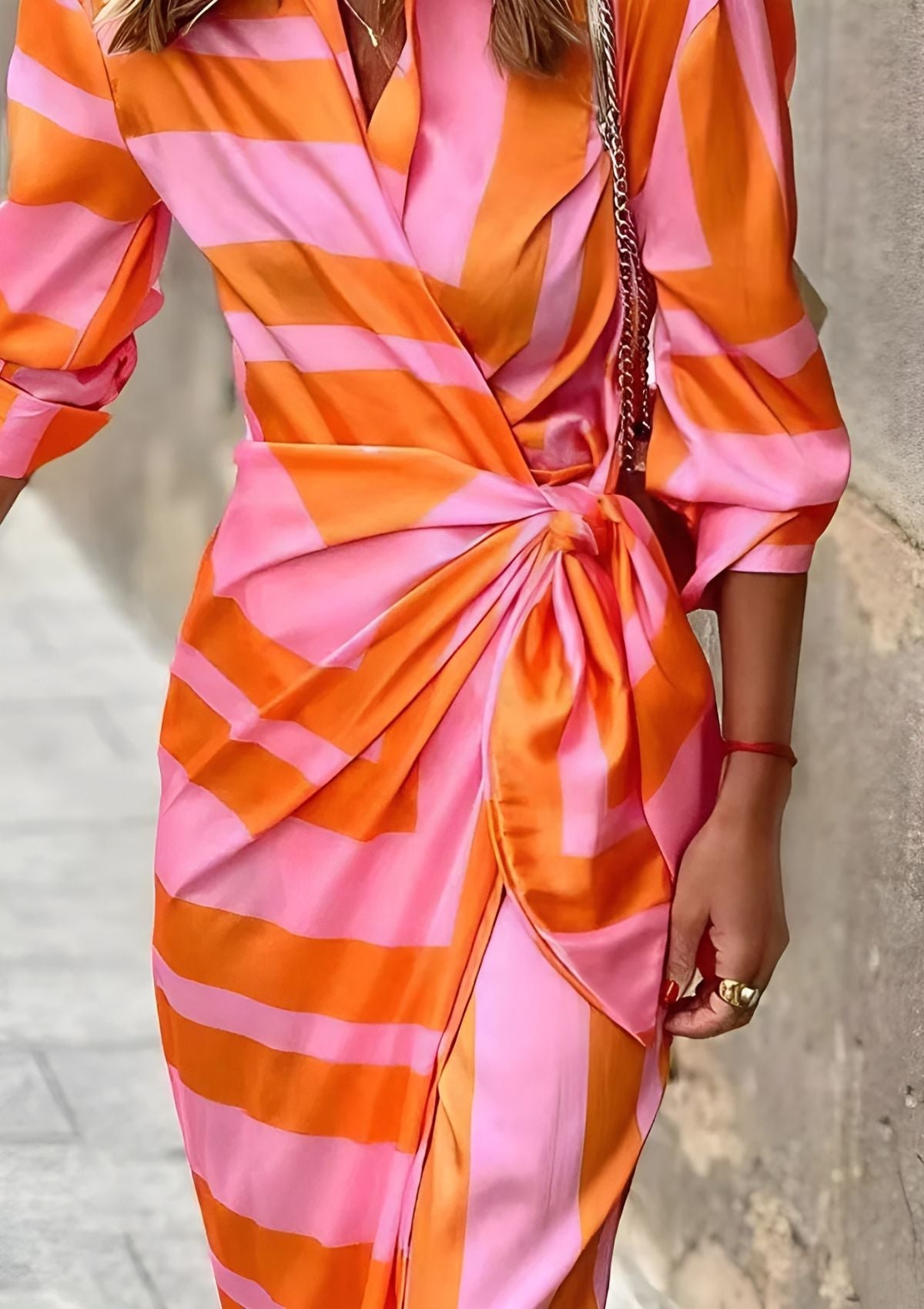 Women's Striped Wrap Dress
