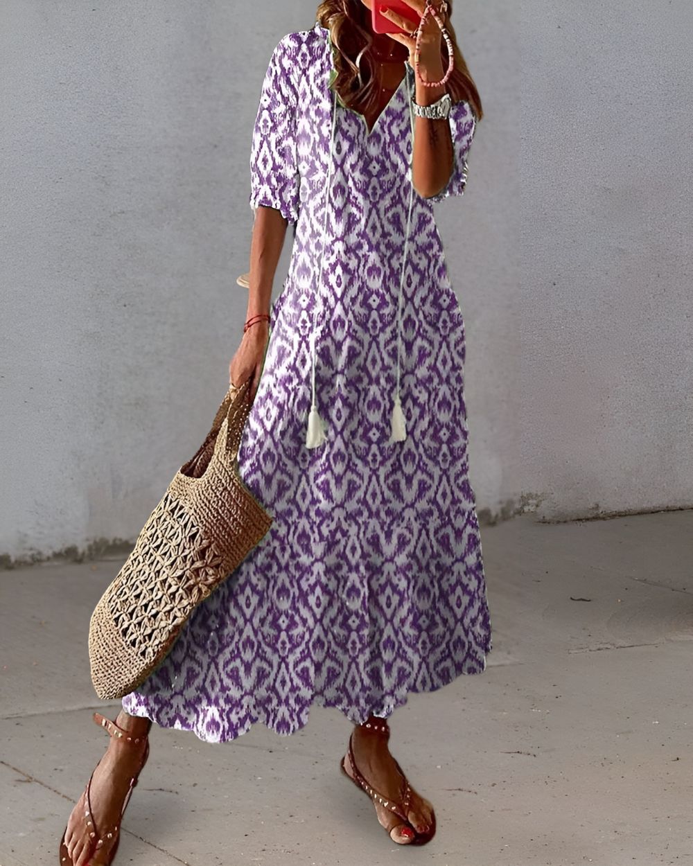 Women's V-Neck Tassel Dress