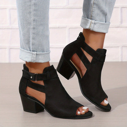 Women's Open Toe Block Heel Sandals Comfortable - VibreMode