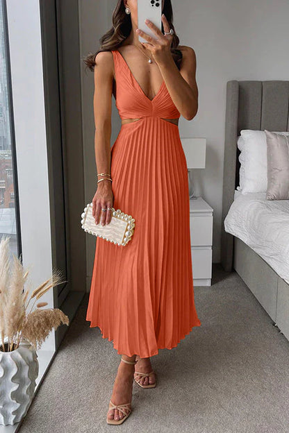 Women's Pleated Maxi Dress Flowy