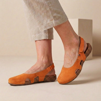 Orthopedic Slingback Sandals Cork Sole Cut-Out Detail