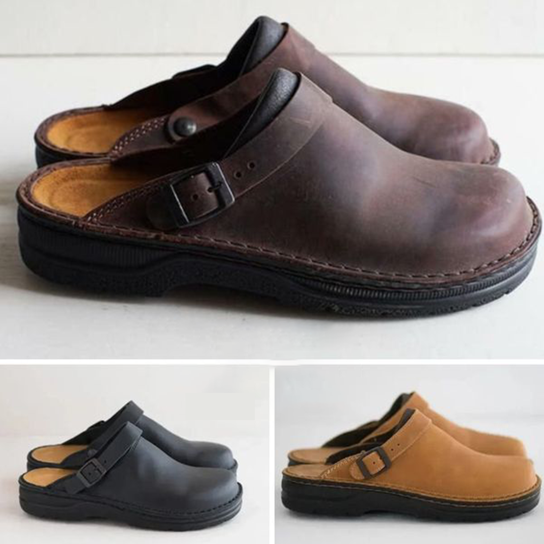 Leather Orthopedic Clogs Autumn Brown - VibreMode