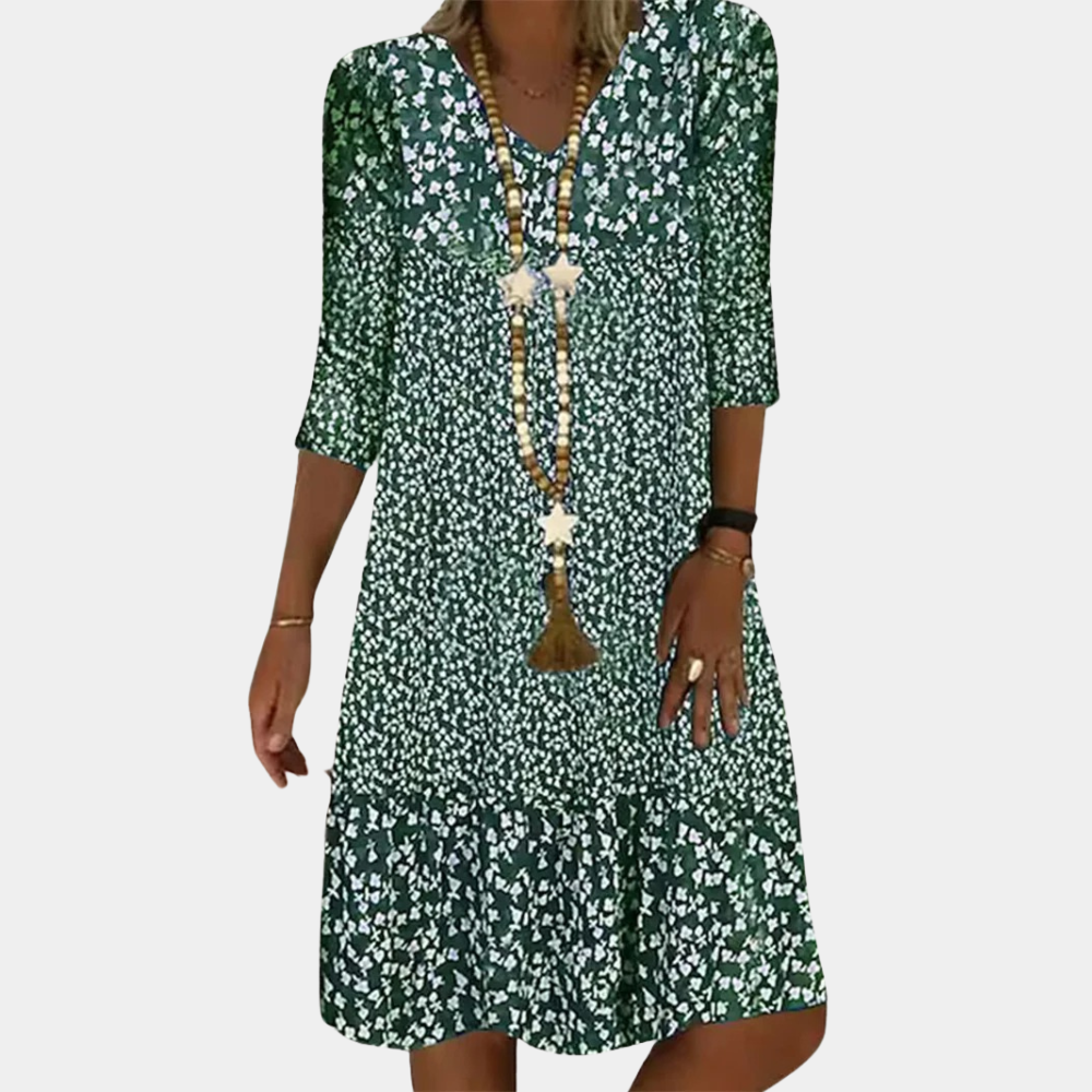 Women's Printed Midi Dress Comfortable Casual - VibreMode