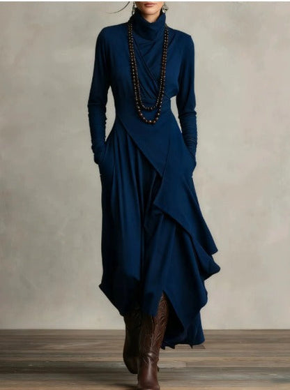 Cozy Crew Neck Knee Length Dress