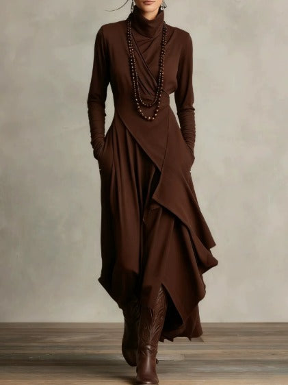 Cozy Crew Neck Knee Length Dress