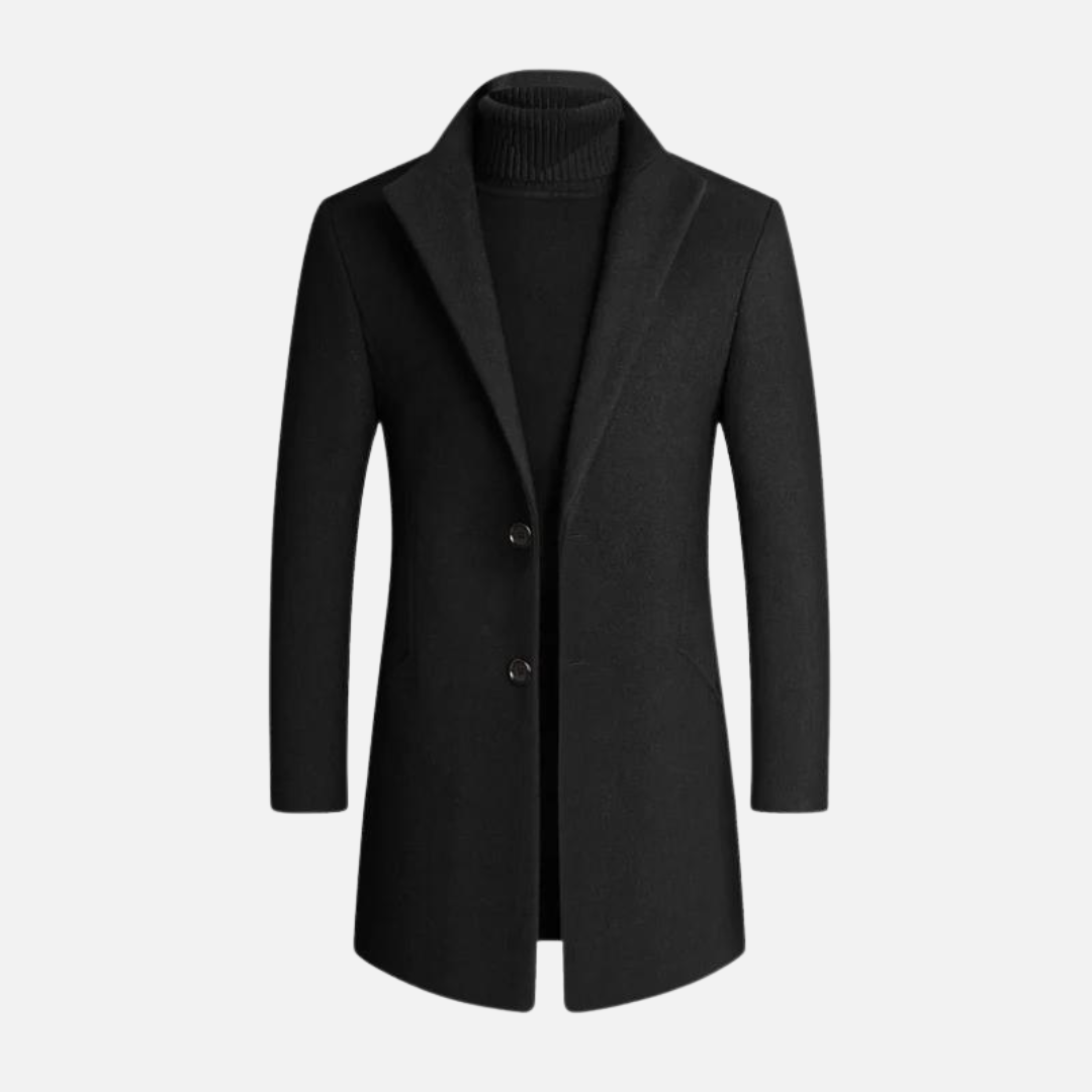 Men's Slim Fit Long Coat Classic Lapel Design - VibreMode