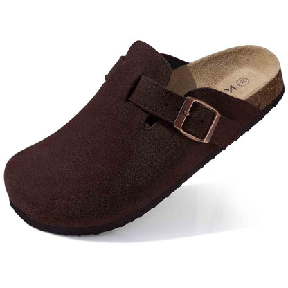 Comfortable Suede Mule Shoes with Contoured Cork Footbed
