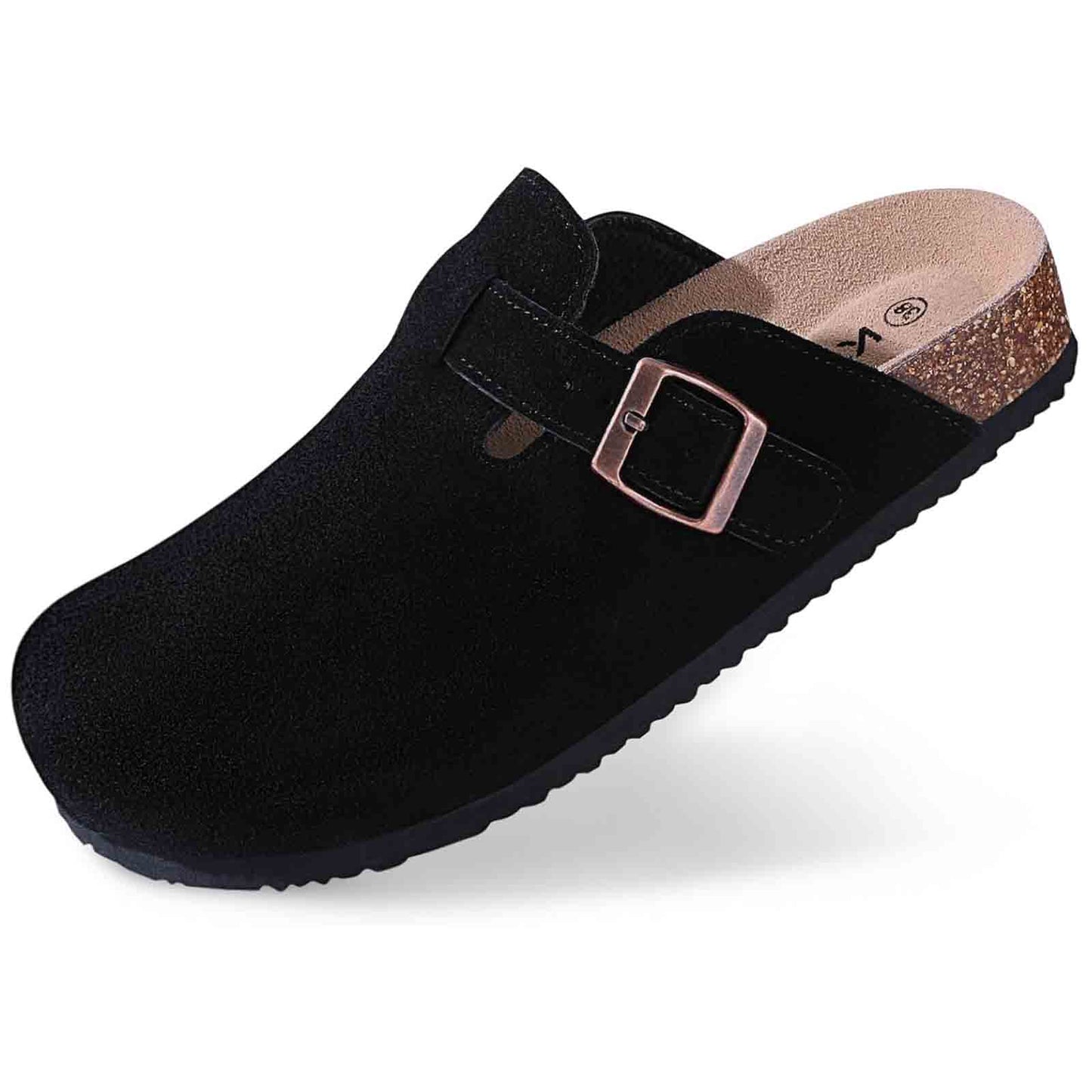 Comfortable Suede Mule Shoes with Contoured Cork Footbed