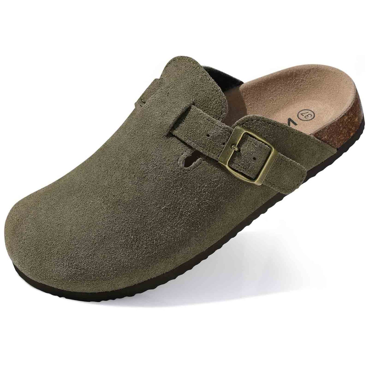 Comfortable Suede Mule Shoes with Contoured Cork Footbed