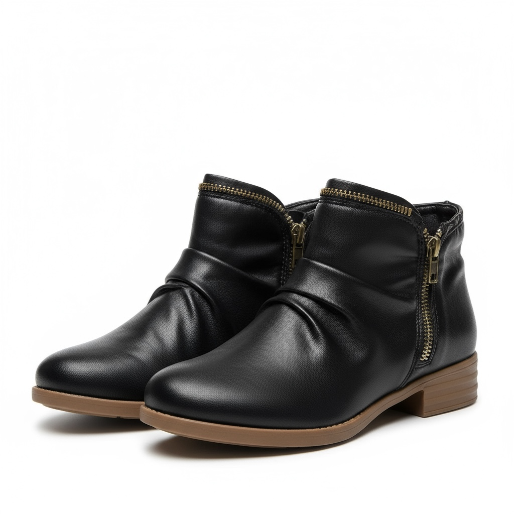 Women's Ankle Boots Rounded Toe Side Zipper