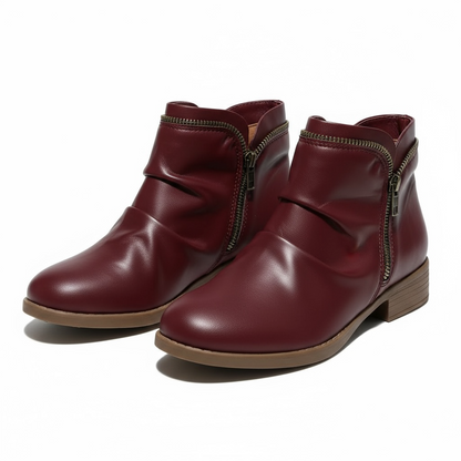 Women's Ankle Boots Rounded Toe Side Zipper