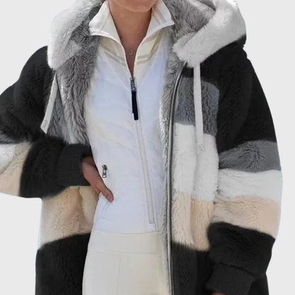 Women's Hooded Fleece Zip Up Jacket Teddy