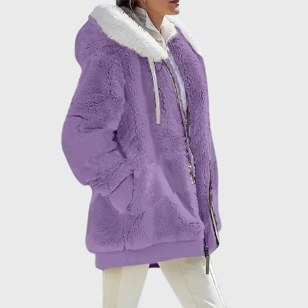 Women's Hooded Fleece Zip Up Jacket Teddy