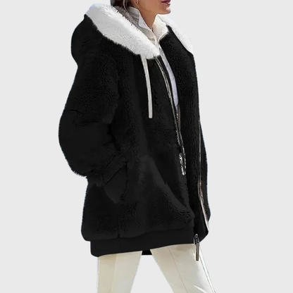 Women's Hooded Fleece Zip Up Jacket Teddy