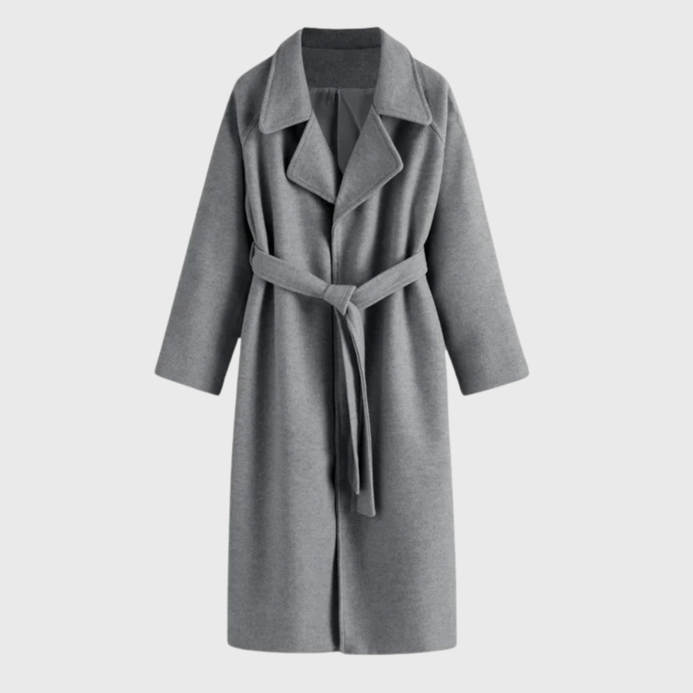 Women's Belted Coat Lapel Neckline