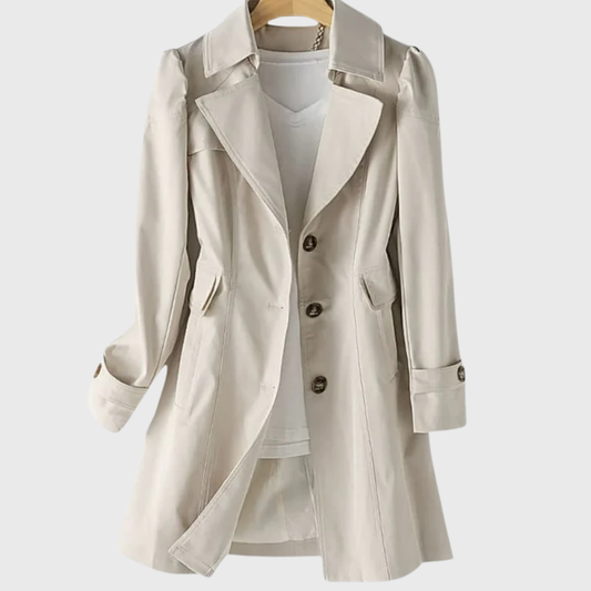Women's Tailored Longline Coat Button Front - VibreMode