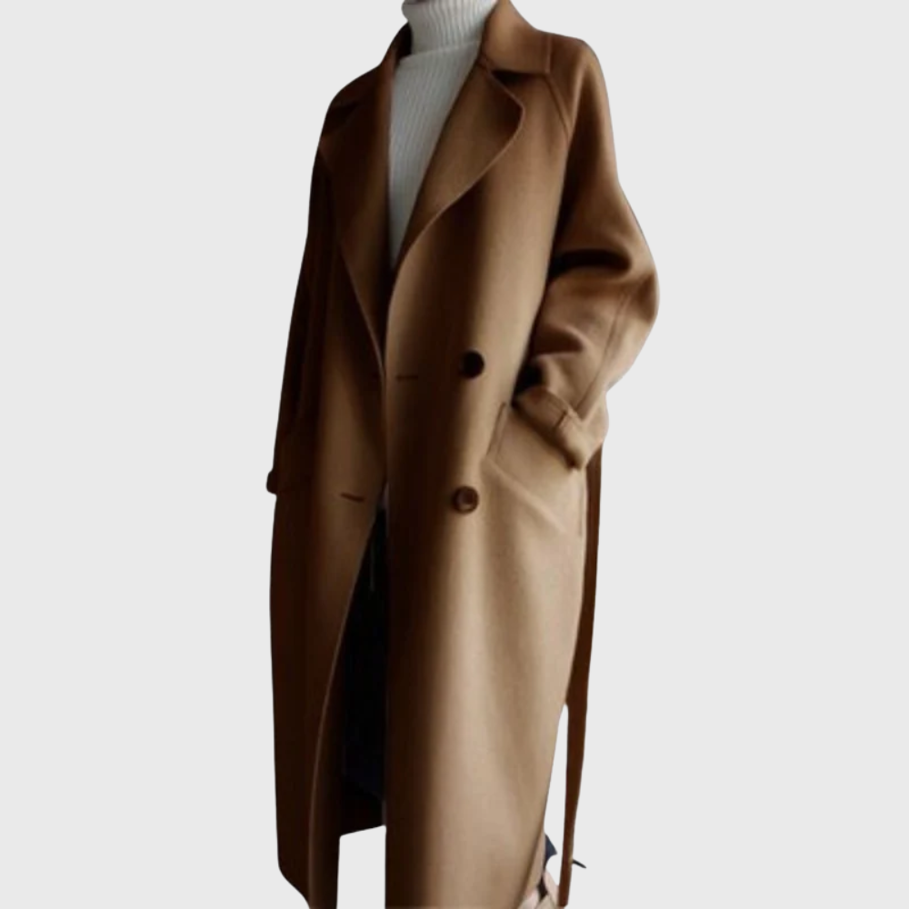 Trendy Double Breasted Long Coat