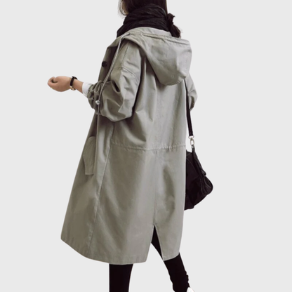 Relaxed Fit Hooded Winter Button Coat