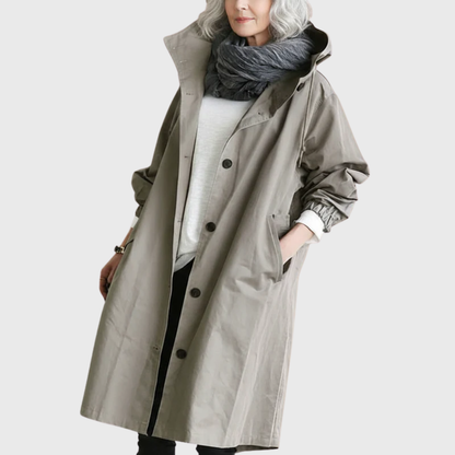 Women's Long Hooded Trench Coat - VibreMode