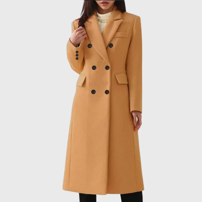 Women's Double Breasted Long Coat - VibreMode
