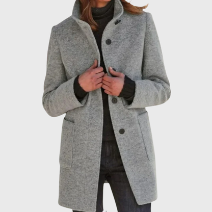 Women's Button Front Mid Length Coat