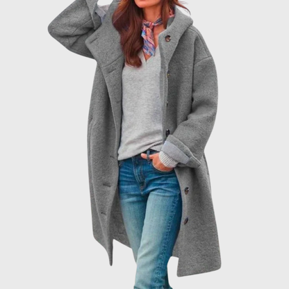 Women's Button Hooded Longline Coat