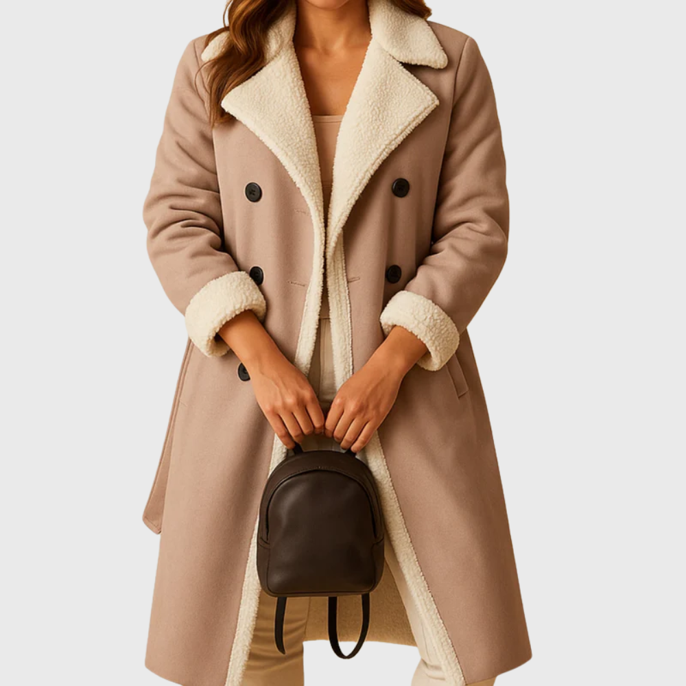 Women's Double Breasted Coat Lapel Collar