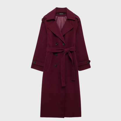 Women's Long Double Breasted Belted Coat