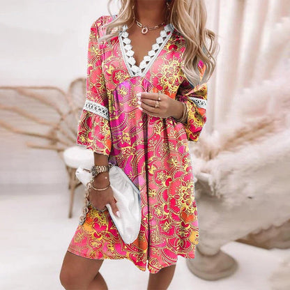 Women's Boho Summer Dress Crochet Detail White