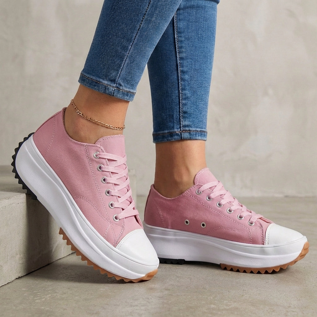 Orthopedic Platform Sneakers Canvas Contrast Toe Cap